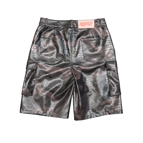 SNAKE-LEATHER CAMO SHORTS